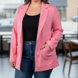 Lane Bryant Pink Blazer Single Button Stretch Fabric